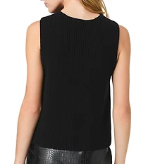 French Connection Mozart V-Neck Sleeveless Rib Knit Vest Top