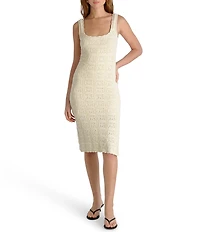 French Connection Nellis Crochet Knit Round Neck Sleeveless Fitted Dress