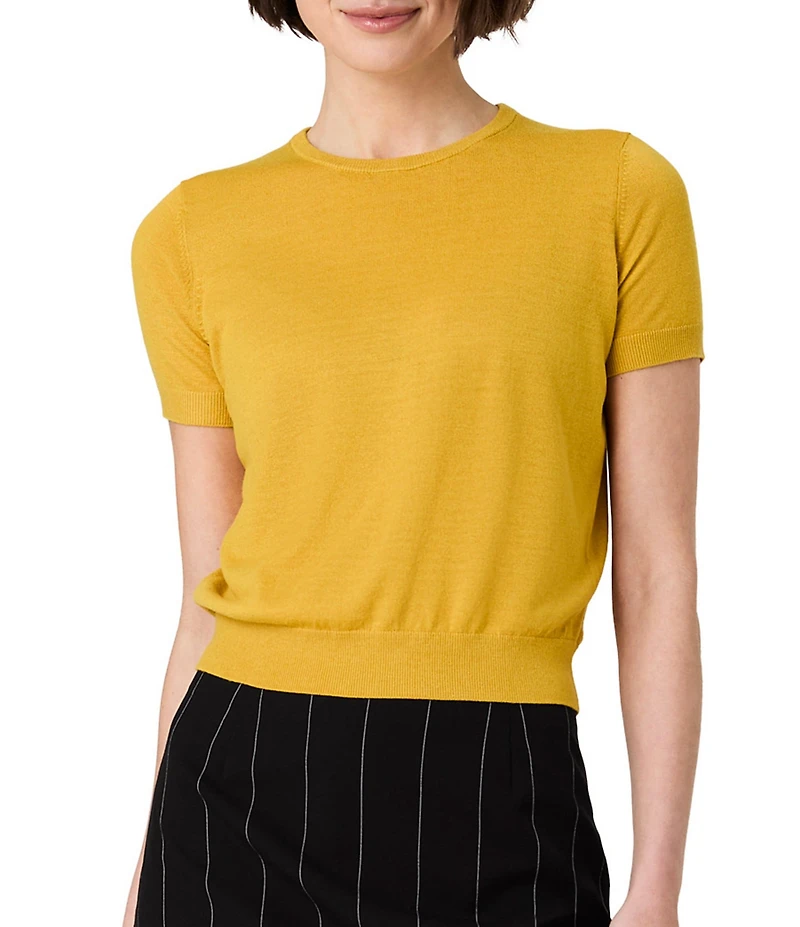 French Connection Nola Fine Knit Round Neck Short Sleeve Sweater