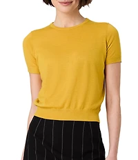 French Connection Nola Fine Knit Round Neck Short Sleeve Sweater