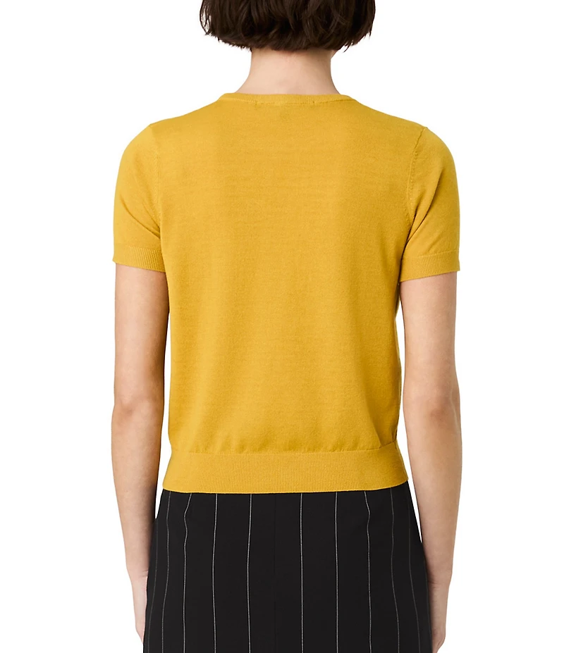 French Connection Nola Fine Knit Round Neck Short Sleeve Sweater