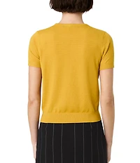French Connection Nola Fine Knit Round Neck Short Sleeve Sweater