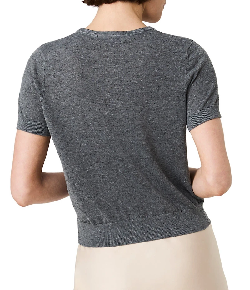 French Connection Nola Fine Knit Round Neck Short Sleeve Sweater