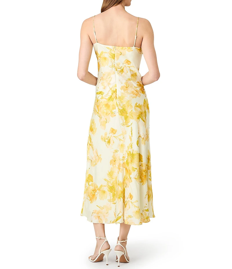 French Connection Oona Satin Sophie Fleur Cowl Neck Sleeveless Maxi Dress