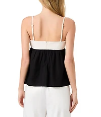 French Connection Phoebe Ponte Alicia Linen Flared V-Neck Sleeveless Strappy Top