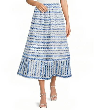 French Connection Printed Structured Taffeta A-Line Coordinating Midi Skirt