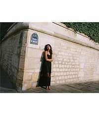 French Connection Quinn Crepe Lace Square Neck Sleeveless Maxi Dress