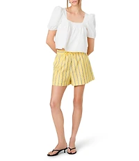 French Connection Rhodes Poplin Nico Stripe Drawstring High-Rise Shorts