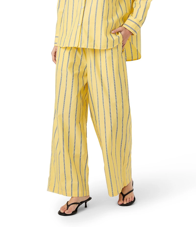 French Connection Rhodes Poplin Nico Stripe Drawstring Waist Wide Leg Pant