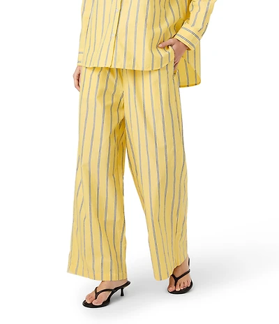 French Connection Rhodes Poplin Nico Stripe Drawstring Waist Wide Leg Pant