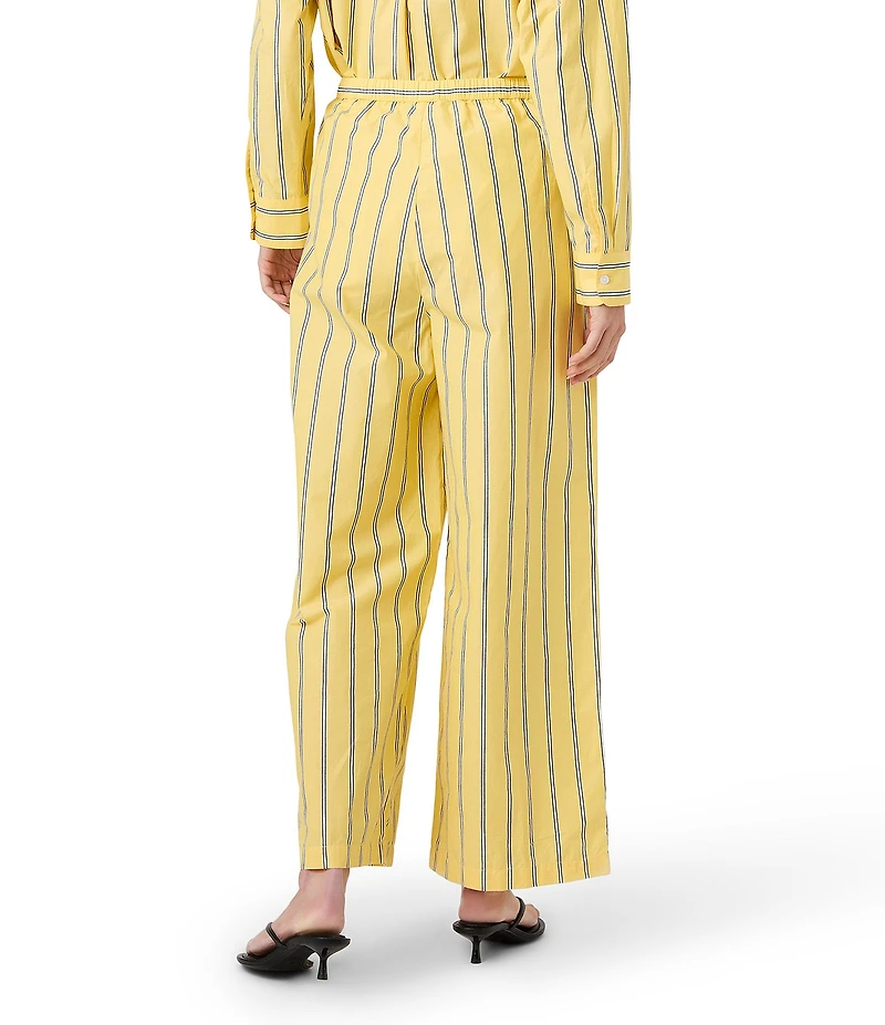 French Connection Rhodes Poplin Nico Stripe Drawstring Waist Wide Leg Pant