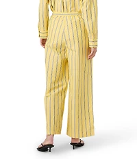 French Connection Rhodes Poplin Nico Stripe Drawstring Waist Wide Leg Pant