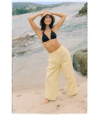 French Connection Rhodes Poplin Nico Stripe Drawstring Waist Wide Leg Pant