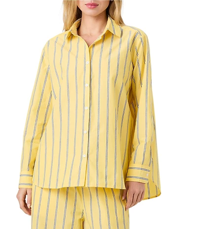 French Connection Rhodes Poplin Nico Stripe Point Collar Long Sleeve Button Front Shirt
