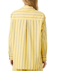 French Connection Rhodes Poplin Nico Stripe Point Collar Long Sleeve Button Front Shirt