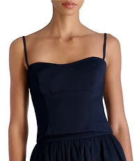 French Connection Sateen Sweetheart Neck Sleeveless Coordinating Bustier Cami Top