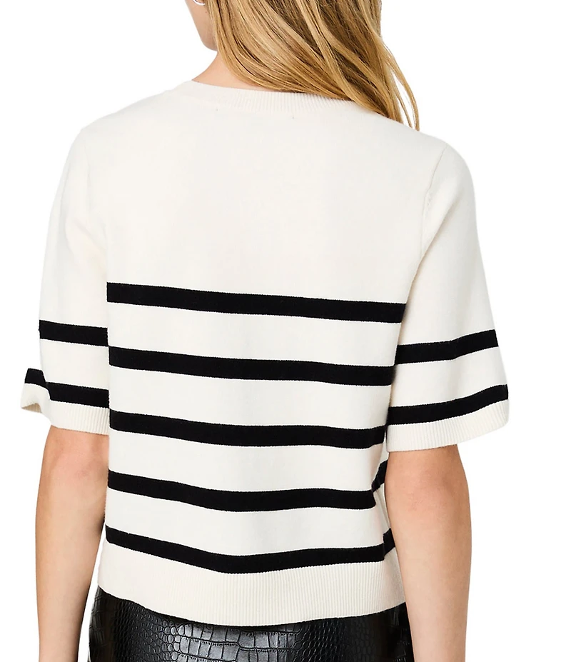 French Connection Sloane Knit Stripe Round Neck Short Sleeve Top