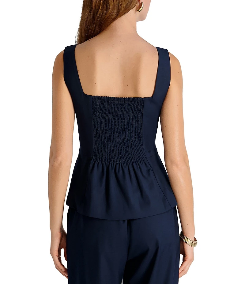 French Connection Square Neck Sleeveless Button Front Coordinating Twill Top