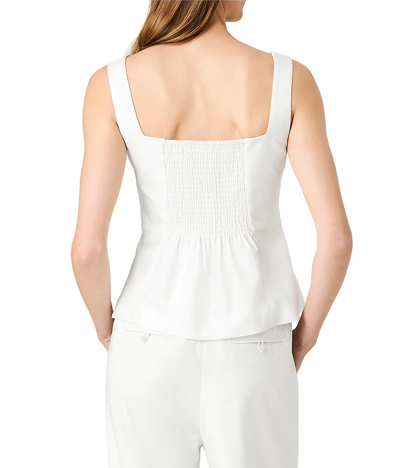French Connection Square Neck Sleeveless Button Front Coordinating Twill Top