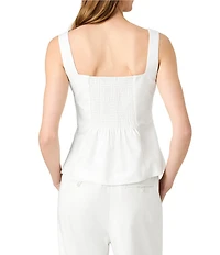 French Connection Square Neck Sleeveless Button Front Coordinating Twill Top