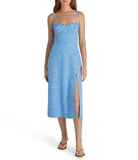 French Connection Stacey Fleur Echo Crepe Sweetheart Neck Sleeveless Strappy Midi Dress