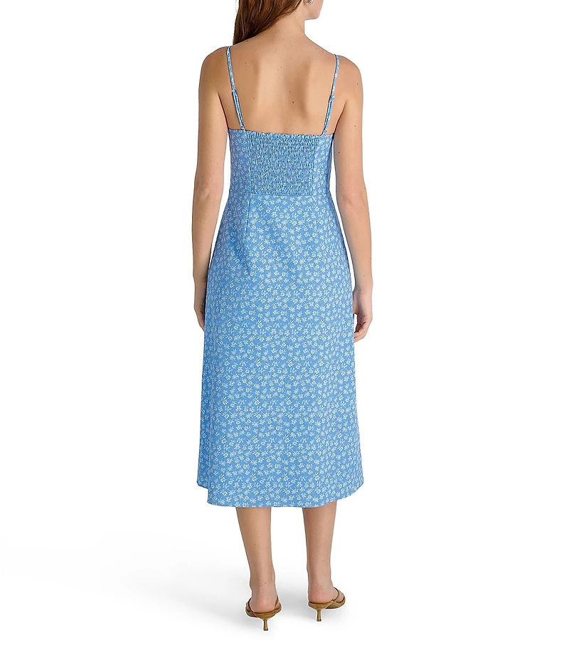 French Connection Stacey Fleur Echo Crepe Sweetheart Neck Sleeveless Strappy Midi Dress