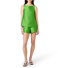 French Connection Structured Taffeta High Square Neck Sleeveless Coordinating A-Line Top