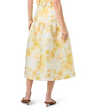 French Connection Structured Taffeta Sophie Fleur Printed Coordinating Fit and Flare Midi Skirt