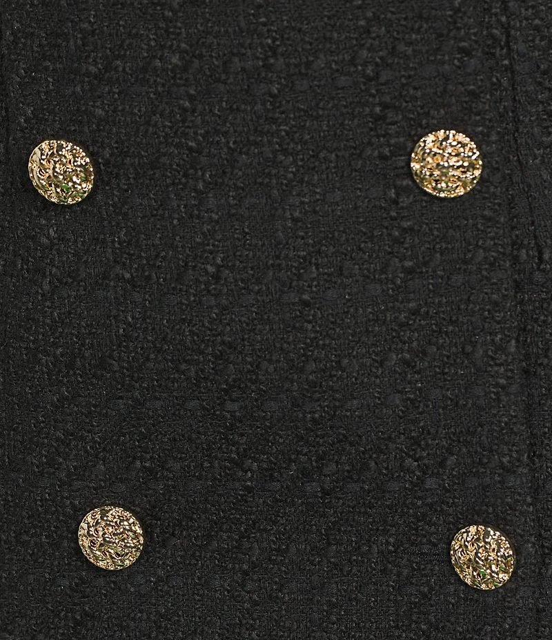 French Connection Structured Tweed Double Breasted Crew Neck Sleeveless Mini Dress