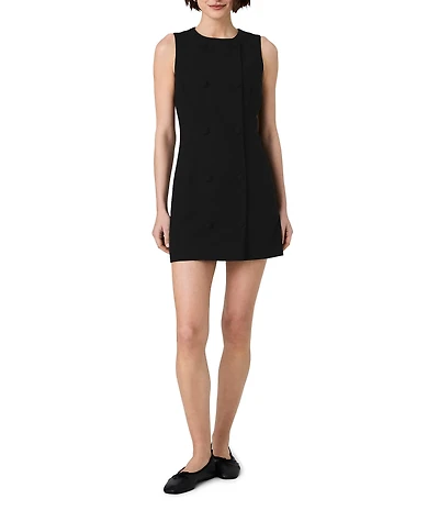 French Connection Whisper Double Breasted Round Neck Sleeveless Mini Dress
