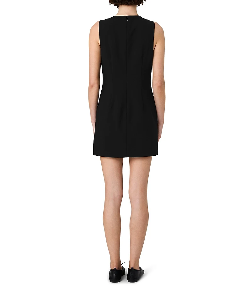 French Connection Whisper Double Breasted Round Neck Sleeveless Mini Dress