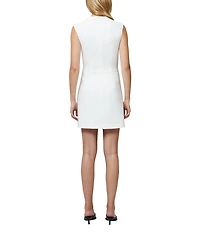 French Connection Whisper Notched Square Neck Cap Sleeve Mini Dress