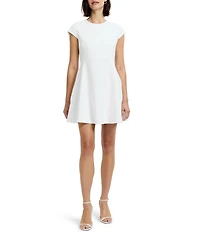 French Connection Whisper Round Neck Cap Sleeve A-Line Mini Dress