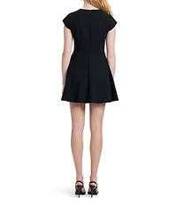 French Connection Whisper Round Neck Cap Sleeve A-Line Mini Dress