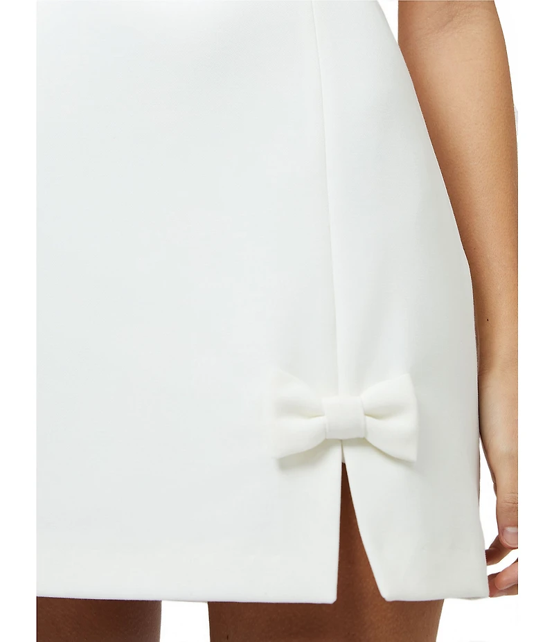 French Connection Whisper Square Neck Sleeveless Bow Slit Mini Dress
