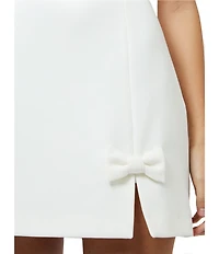 French Connection Whisper Square Neck Sleeveless Bow Slit Mini Dress