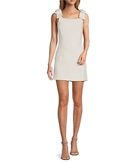 French Connection Whisper Square Neck Tie Bow Straps Sleeveless Sheath Dress