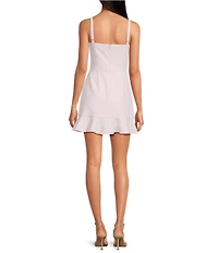 French Connection Whisper Square Neckline Sleeveless Frill Hem Mini Dress