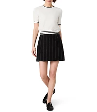 French Connection Wide Pinstripe Suiting A-Line Mini Skirt