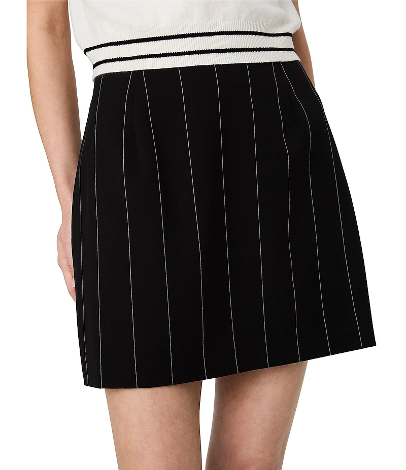 French Connection Wide Pinstripe Suiting A-Line Mini Skirt