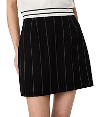 French Connection Wide Pinstripe Suiting A-Line Mini Skirt