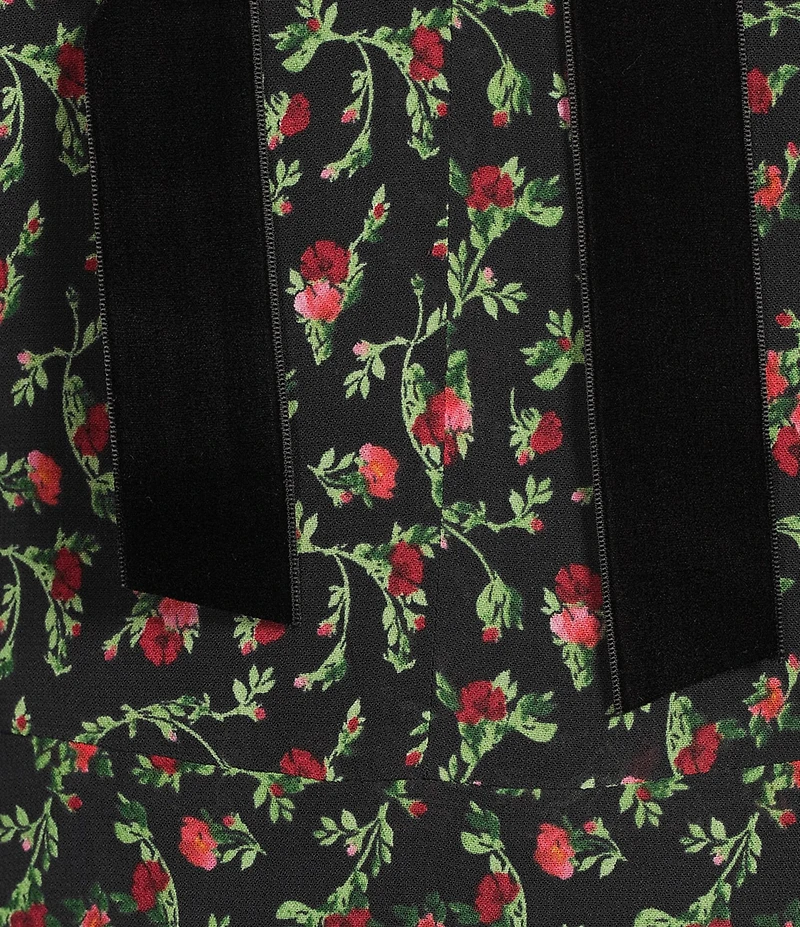 French Connection Yasmin Floral Print Crepe Bow Collared Long Sleeve Mini Dress
