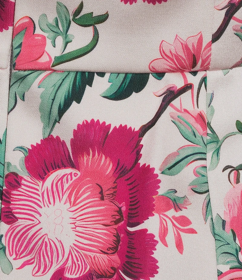 French Connection York Satin Floral Print Strapless Top