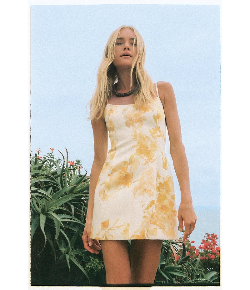 French Connection York Satin Sophie Fleur Printed Round Neck Sleeveless Mini Dress