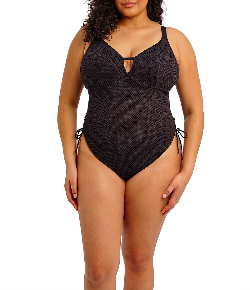 Freya Bazaruto Crochet Opaque Texture Non Wire Plunge One Piece Swimsuit