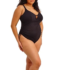 Freya Bazaruto Crochet Opaque Texture Non Wire Plunge One Piece Swimsuit