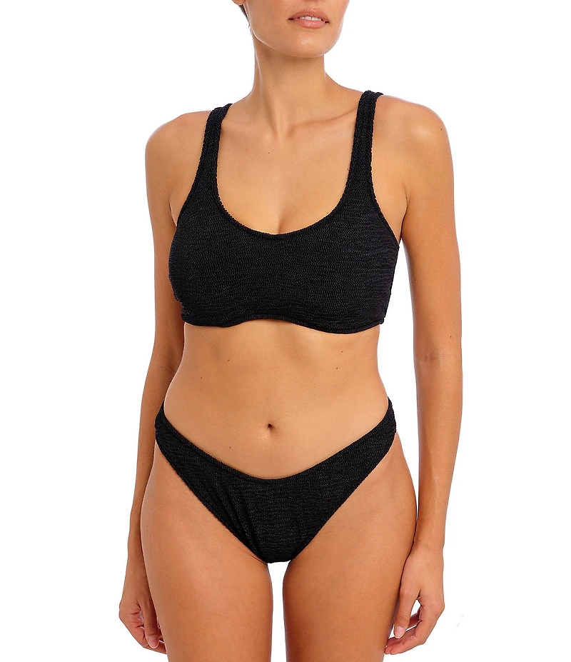 Freya Ibiza Waves Scrunch Embossed High Leg Hipster Swim Bottom