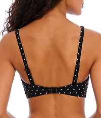 Freya Jewel Cove Dotted Print Scoop Neck Underwire Extended Bra Size Bralette Swim Top