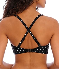 Freya Jewel Cove Dotted Print Scoop Neck Underwire Extended Bra Size Bralette Swim Top