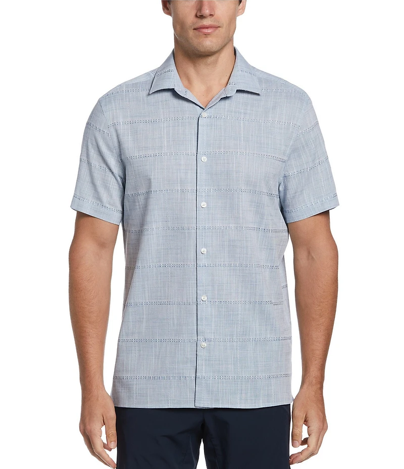Perry Ellis Short Sleeve Solid Plaid Pattern Shirt